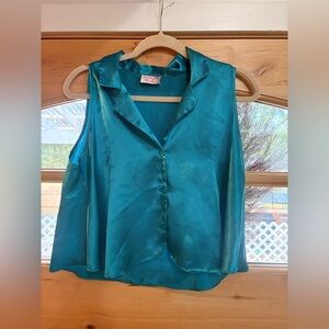 Vintage turquoise satin vest